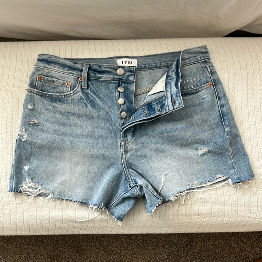 Pistola High Waisted Denim Cut Off 5 Button Shorts